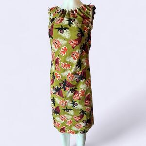 Philosophy Di Alberta Ferretti Green Floral Made in Italy Cotton Midi Dress
